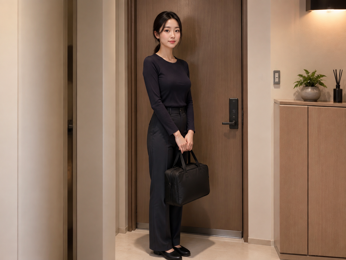 구리 방문 홈케어 일정을 준비하는 젊은 성인 한국 여성 관리사